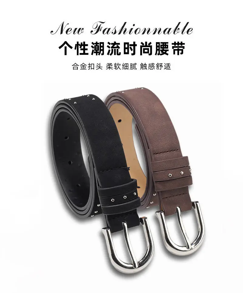 Women's Thin Suede Belt with Metal Clasp — feature 3