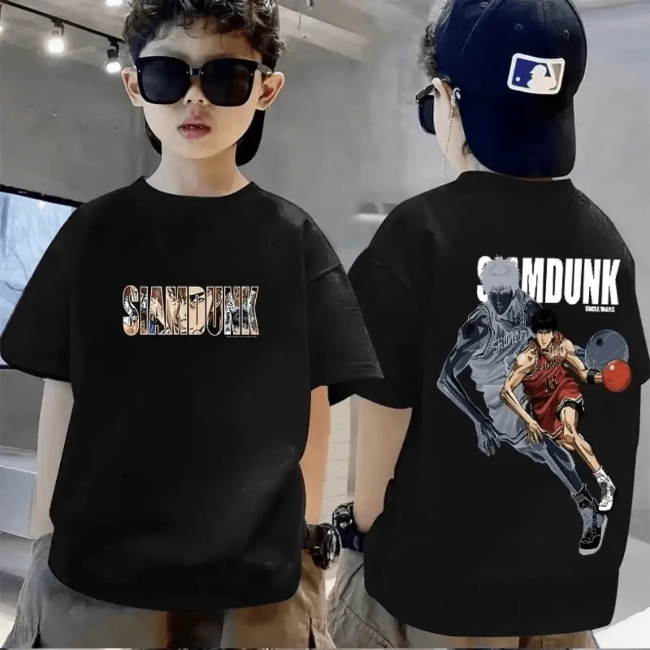 Boys 2025 Summer Top Slam Dunk T-Shirt Red - Image 2