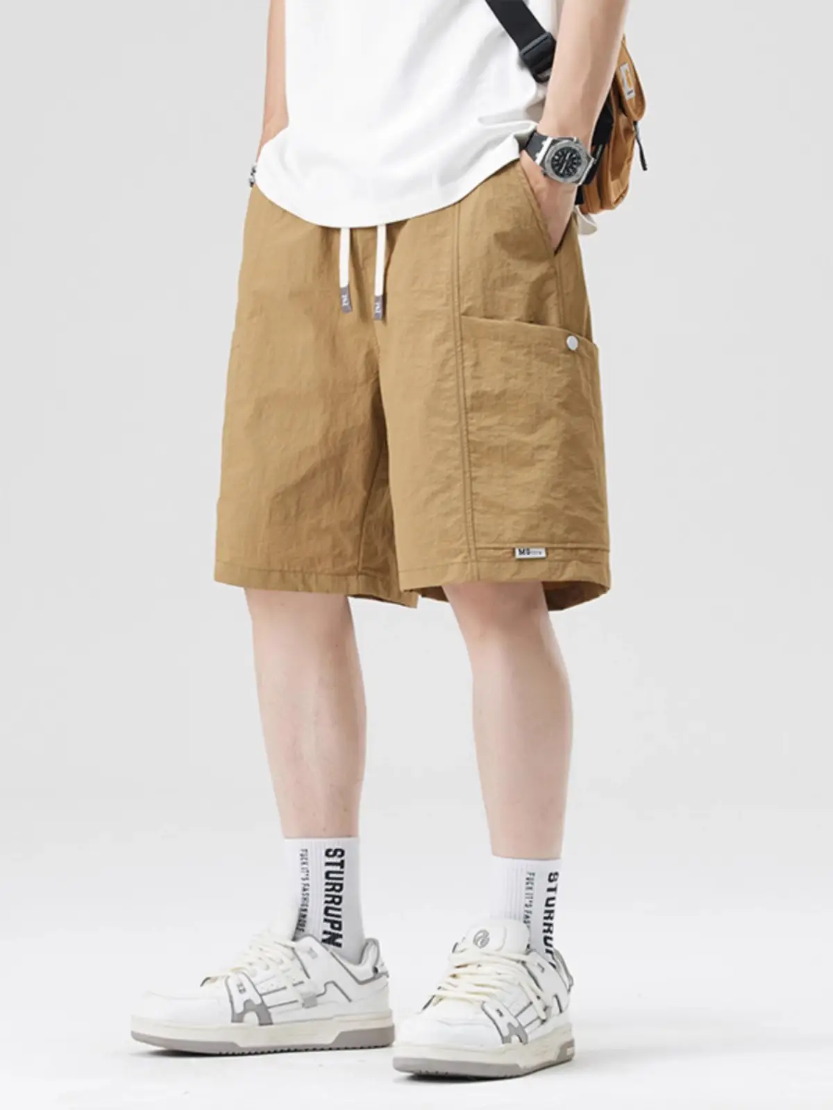 Nasa Trendy Ice Silk Cargo Shorts Black Men - Image 6