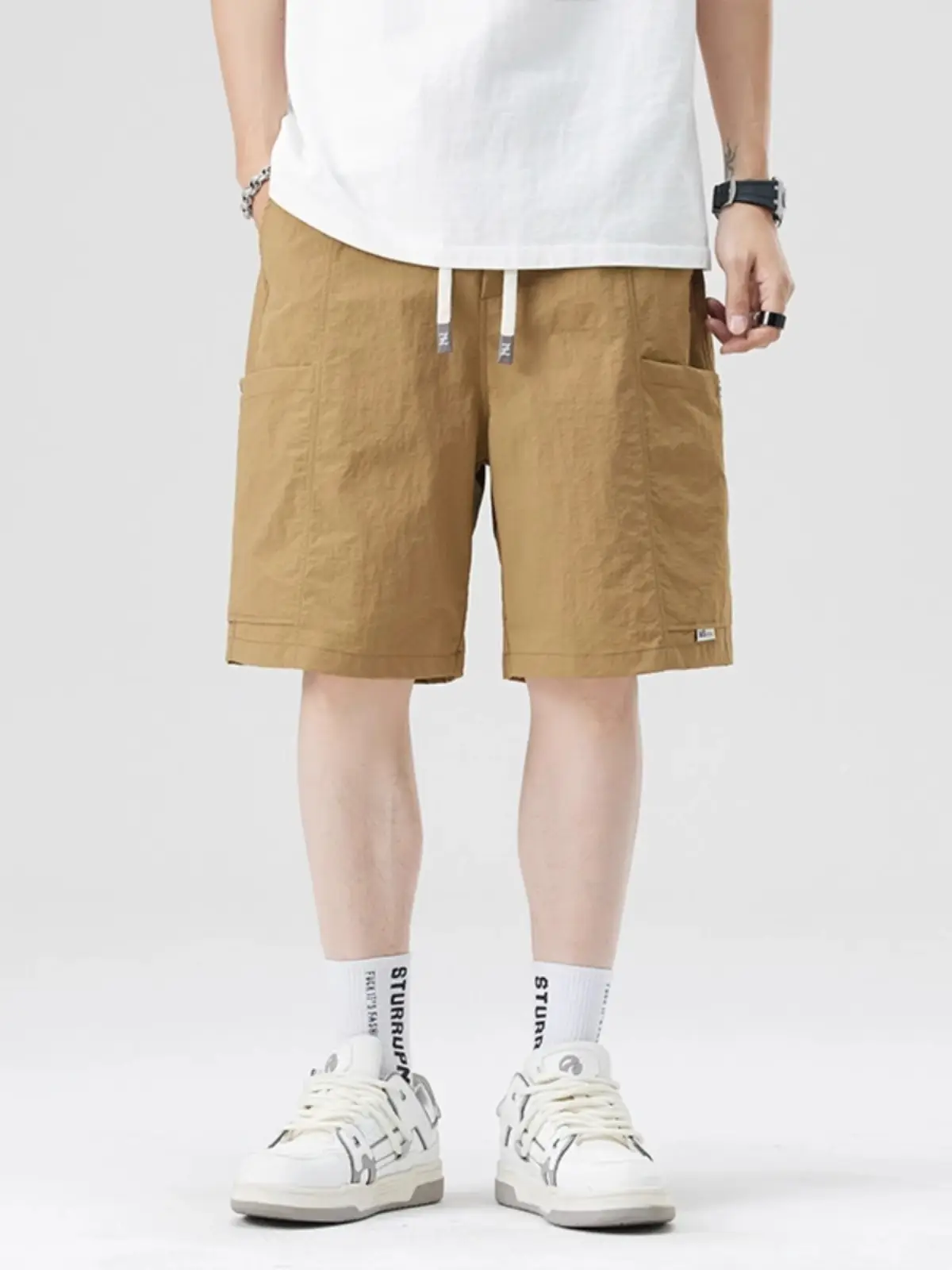 Nasa Trendy Ice Silk Cargo Shorts Black Men - Image 7