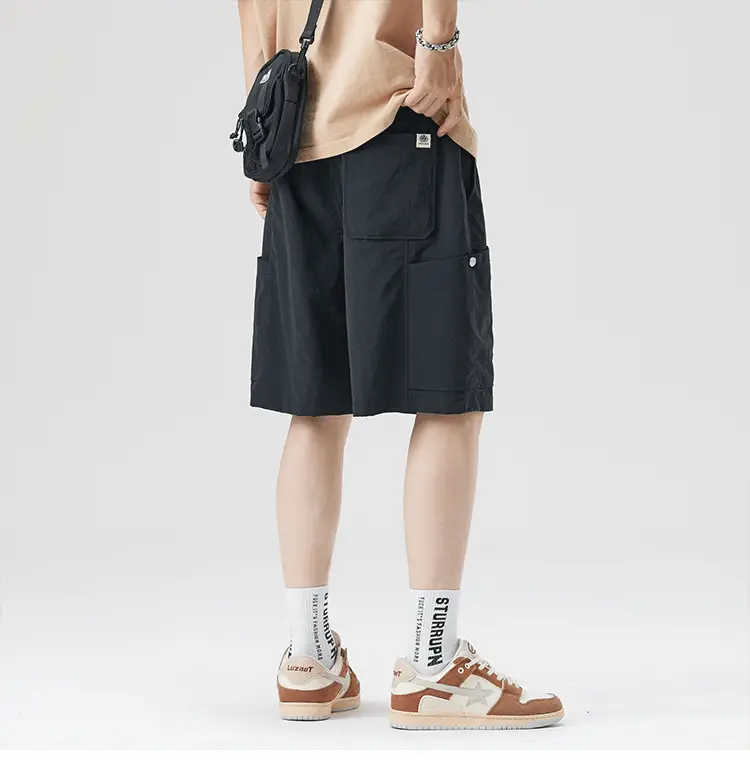 Nasa Trendy Ice Silk Cargo Shorts Black Men — feature 11