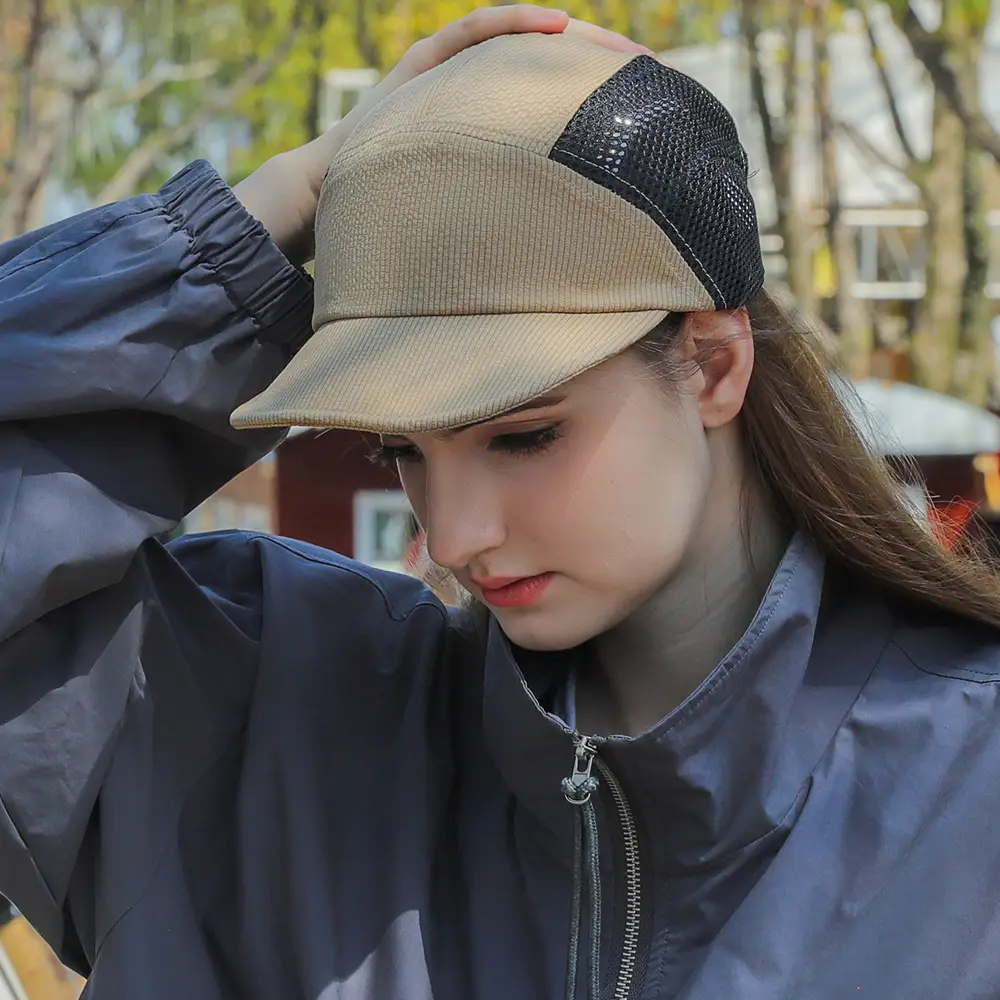 Summer Beige Mesh Cap with Large Breeze Hole - Image 11