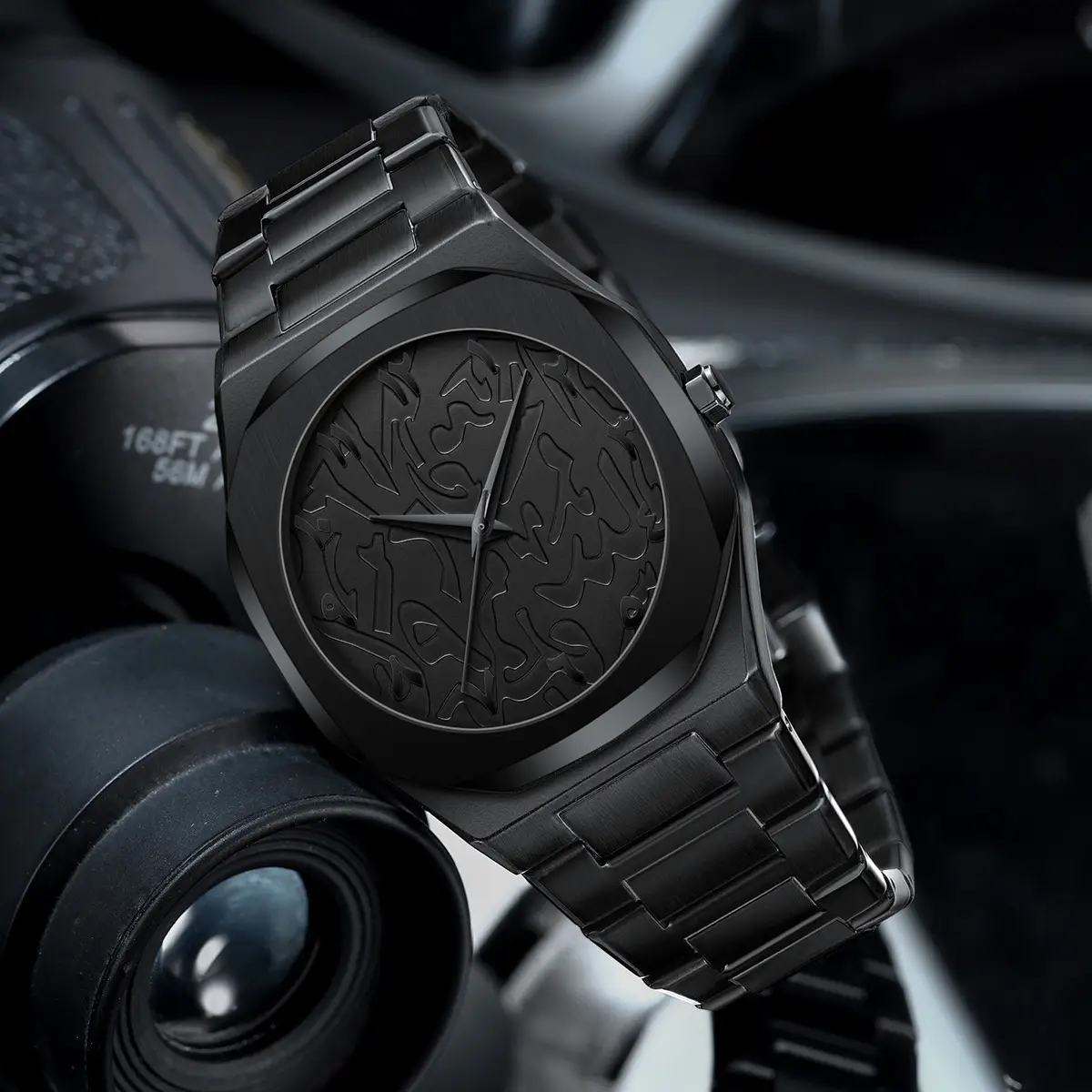 Ultra-Thin Marble Watch for Men Black Quartz — feature 9