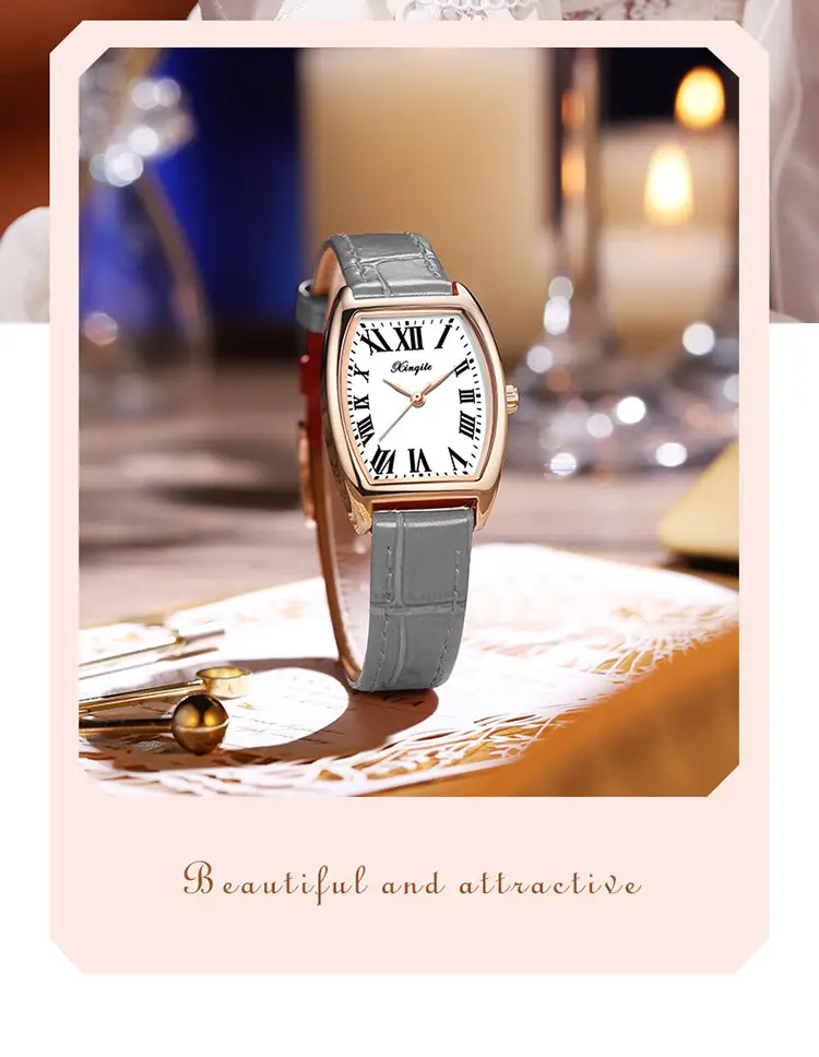 Women's Red Leather Watch with Roman Numeral — feature 15