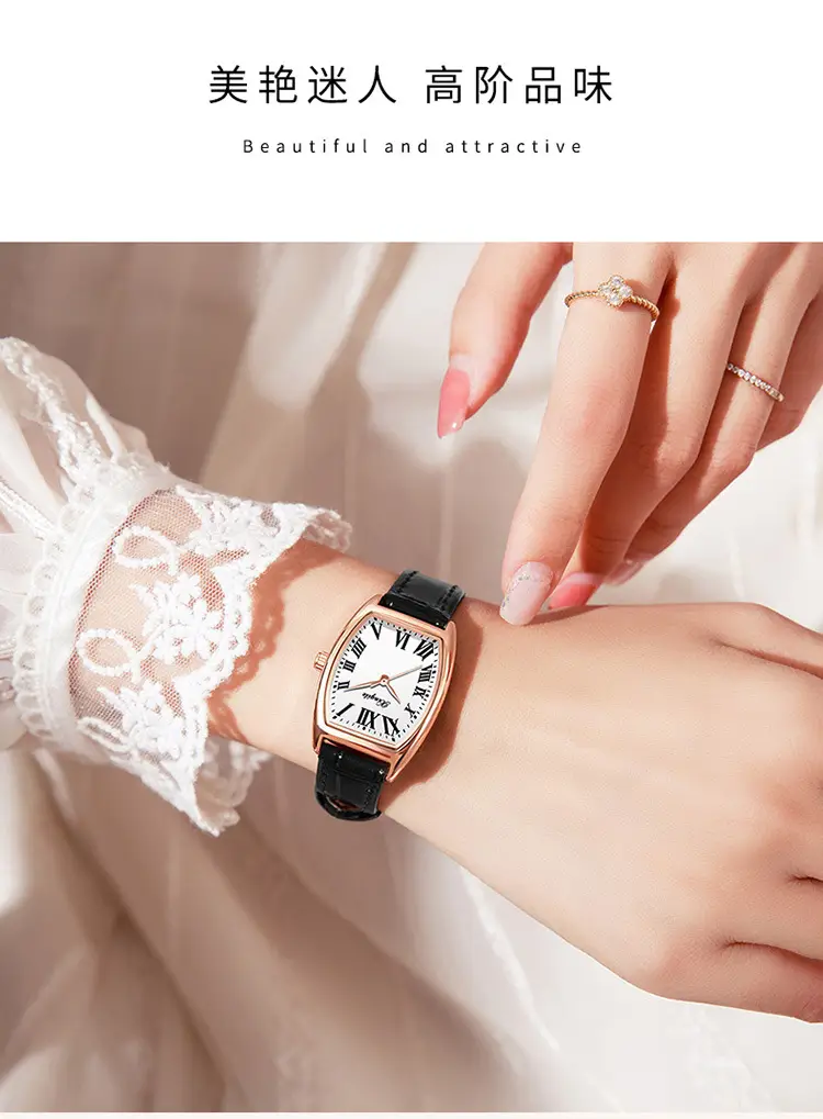 Women's Red Leather Watch with Roman Numeral — feature 16