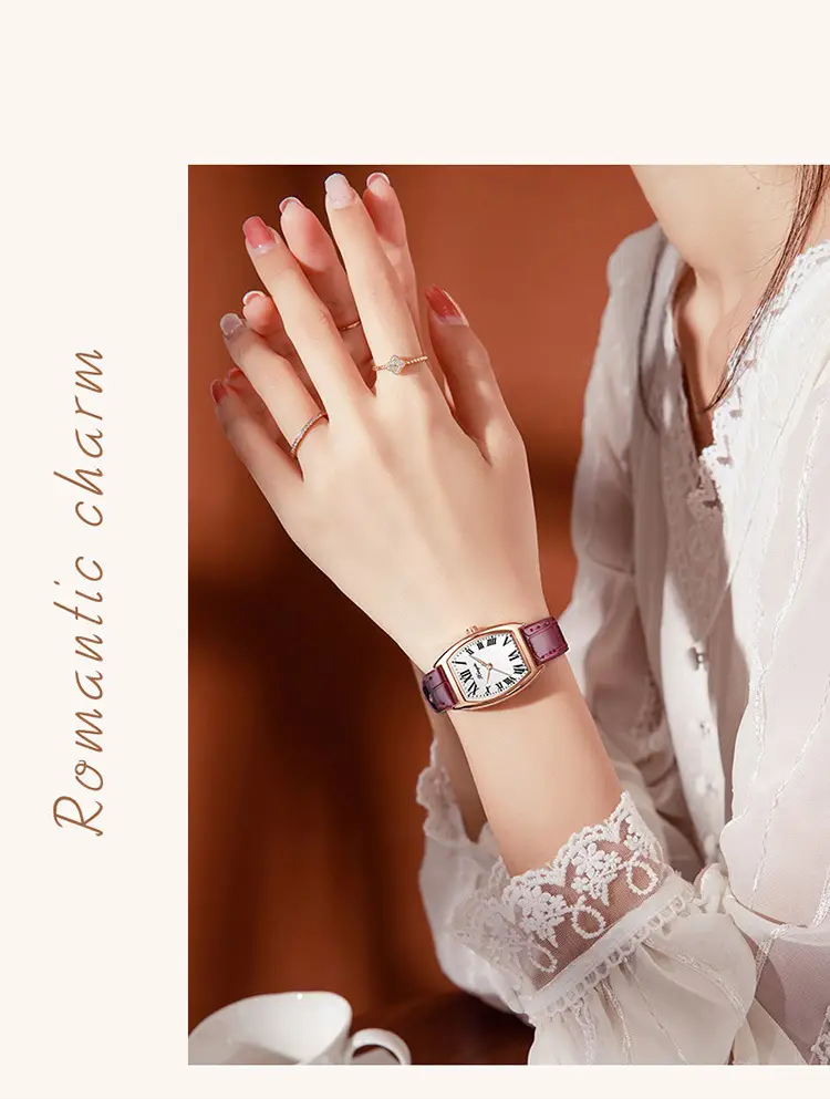 Women's Red Leather Watch with Roman Numeral — feature 17