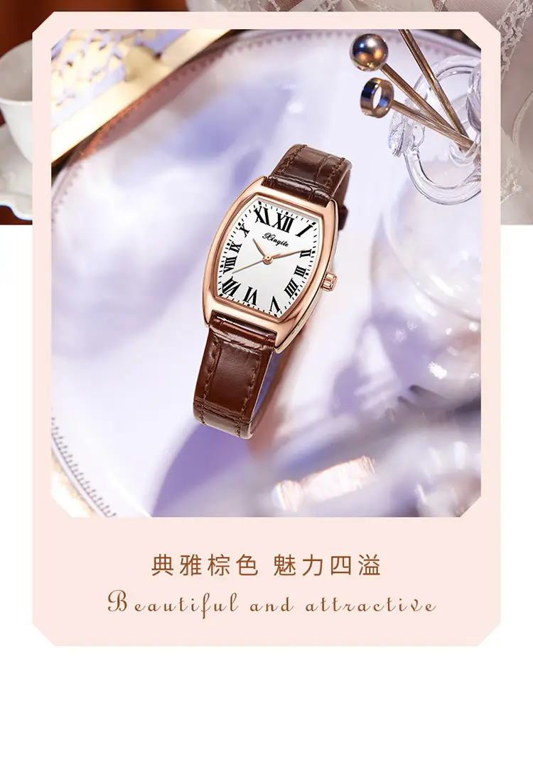 Women's Red Leather Watch with Roman Numeral — feature 5