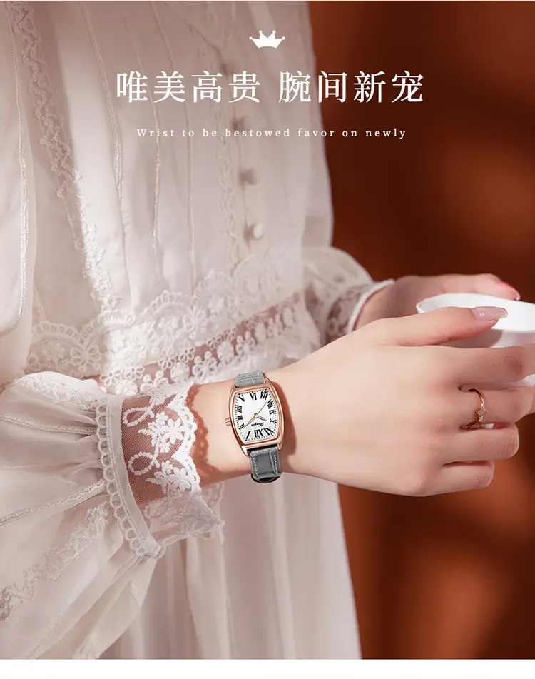 Women's Red Leather Watch with Roman Numeral — feature 6