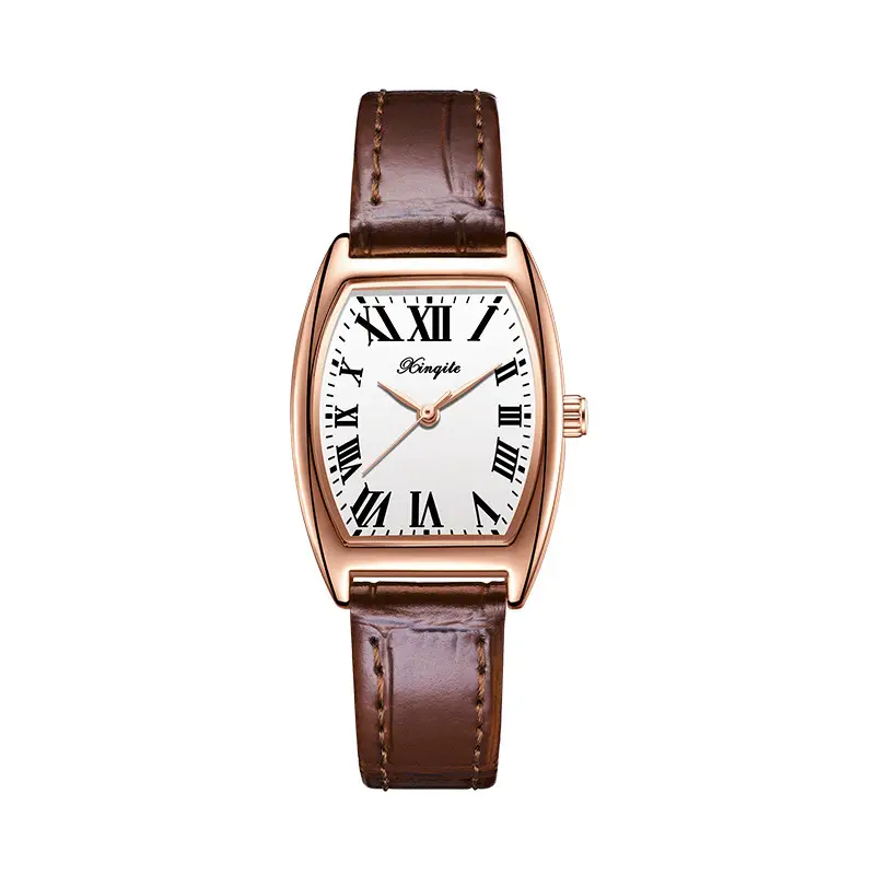 Women's Red Leather Watch with Roman Numeral - Image 3