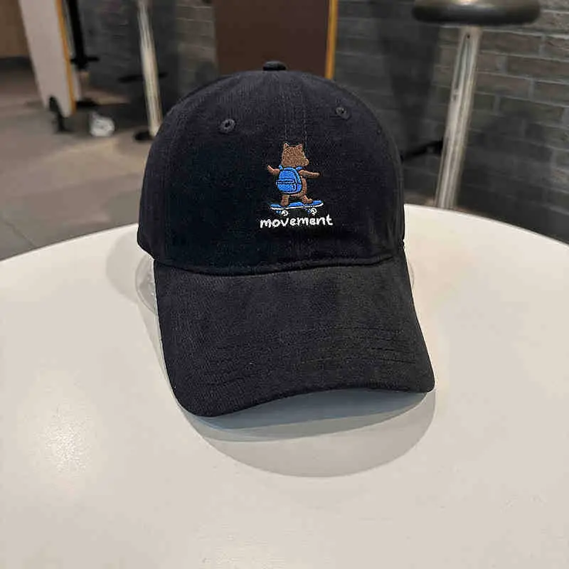 Cute Bear Embroidered Baseball Caps Niche Personality Solid Color - Image 5