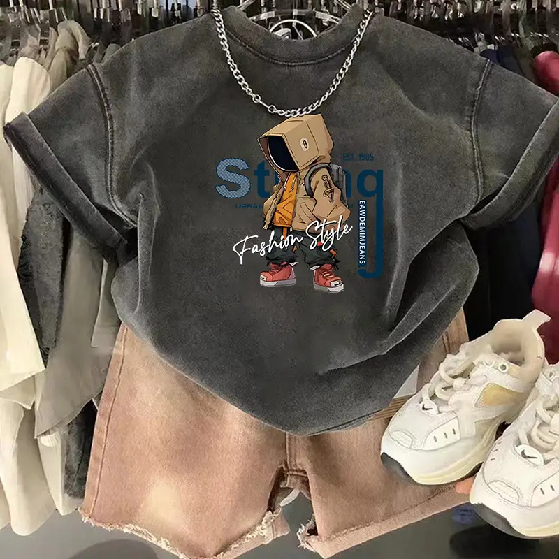 Boys T-Shirt Jordan 97 Distressed Cotton Summer - Image 8