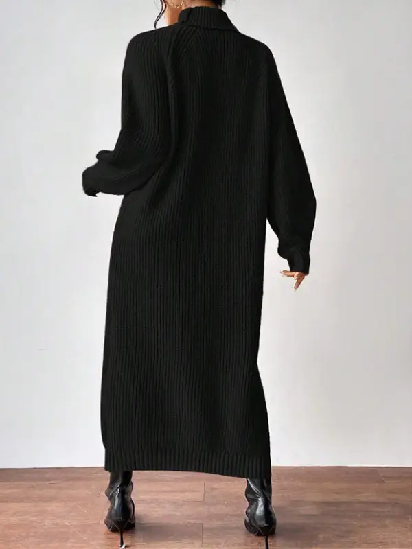 Amazon Cross-Border Foreign Trade Women's Sweater Dress Fashionable Pullover High-Neck Long-Sleeved Knitted Skirt Solid Color Long Inner Skirt — feature 12