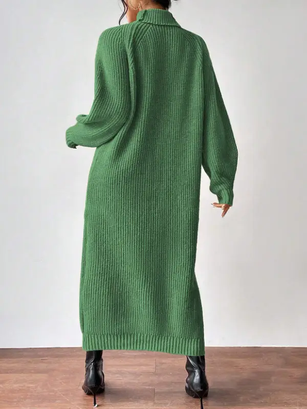 Amazon Cross-Border Foreign Trade Women's Sweater Dress Fashionable Pullover High-Neck Long-Sleeved Knitted Skirt Solid Color Long Inner Skirt — feature 18