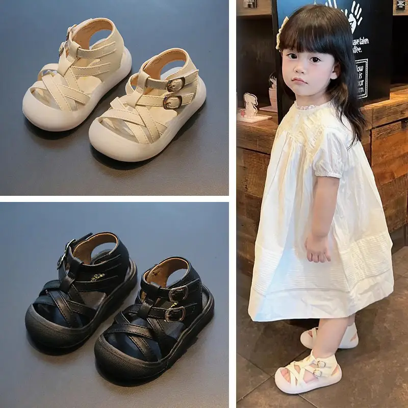 Toddler Braided Sandals Black White 0-12 Months — feature 1