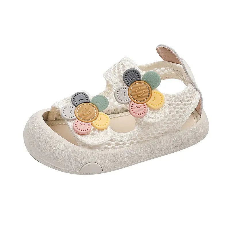 Baby Girl Purple Mesh Sandals with Flower Decor