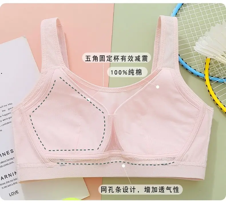 Girls' High School Students' Sports Shock-Proof Bra Without Rims, Junior High School Students' Development Period Vests, Adolescent Intimates — feature 5