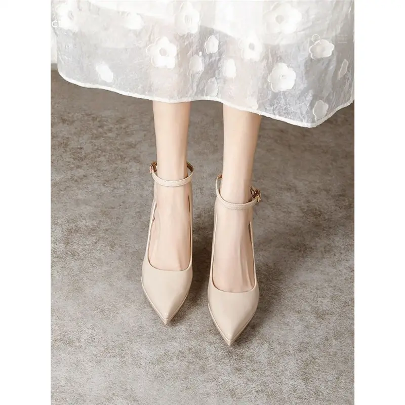 Waterproof Pointed-Toe Ultra-High Heel Single-Strap Shoes 2026 Summer New Nude Color Fashionable Sexy Platform High Heels - Image 9