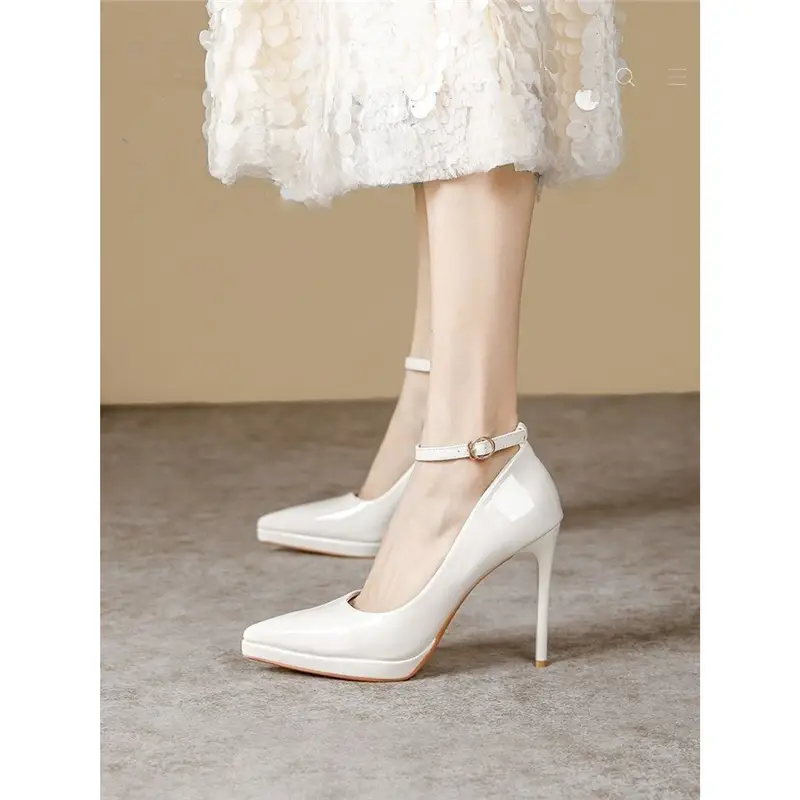 Waterproof Pointed-Toe Ultra-High Heel Single-Strap Shoes 2026 Summer New Nude Color Fashionable Sexy Platform High Heels - Image 10
