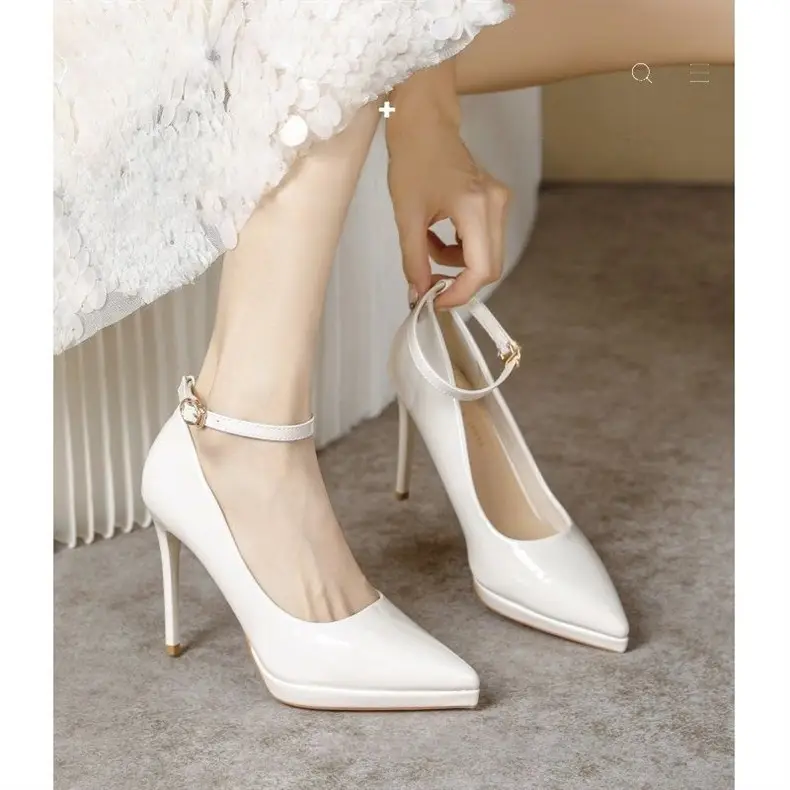 Waterproof Pointed-Toe Ultra-High Heel Single-Strap Shoes 2026 Summer New Nude Color Fashionable Sexy Platform High Heels — feature 9