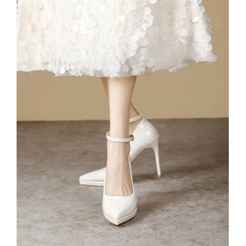 Waterproof Pointed-Toe Ultra-High Heel Single-Strap Shoes 2026 Summer New Nude Color Fashionable Sexy Platform High Heels — feature 10