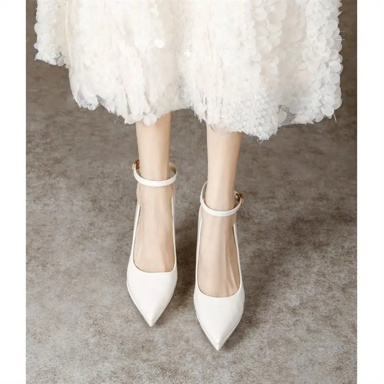 Waterproof Pointed-Toe Ultra-High Heel Single-Strap Shoes 2026 Summer New Nude Color Fashionable Sexy Platform High Heels — feature 11