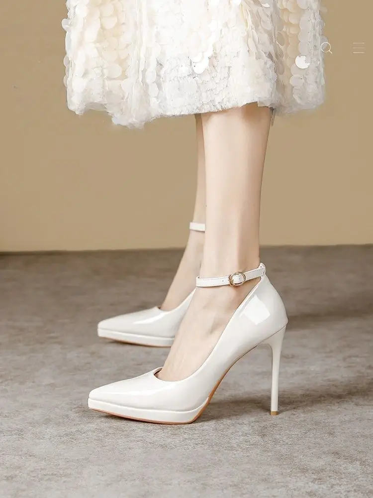 Waterproof Pointed-Toe Ultra-High Heel Single-Strap Shoes 2026 Summer New Nude Color Fashionable Sexy Platform High Heels — feature 12