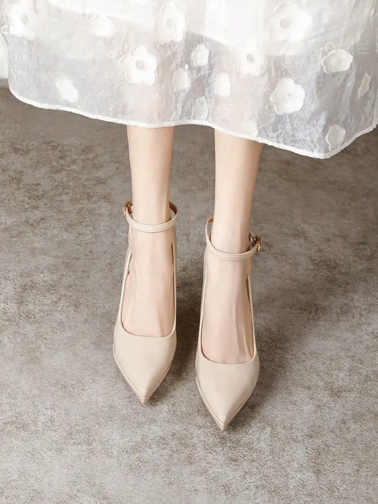 Waterproof Pointed-Toe Ultra-High Heel Single-Strap Shoes 2026 Summer New Nude Color Fashionable Sexy Platform High Heels — feature 13