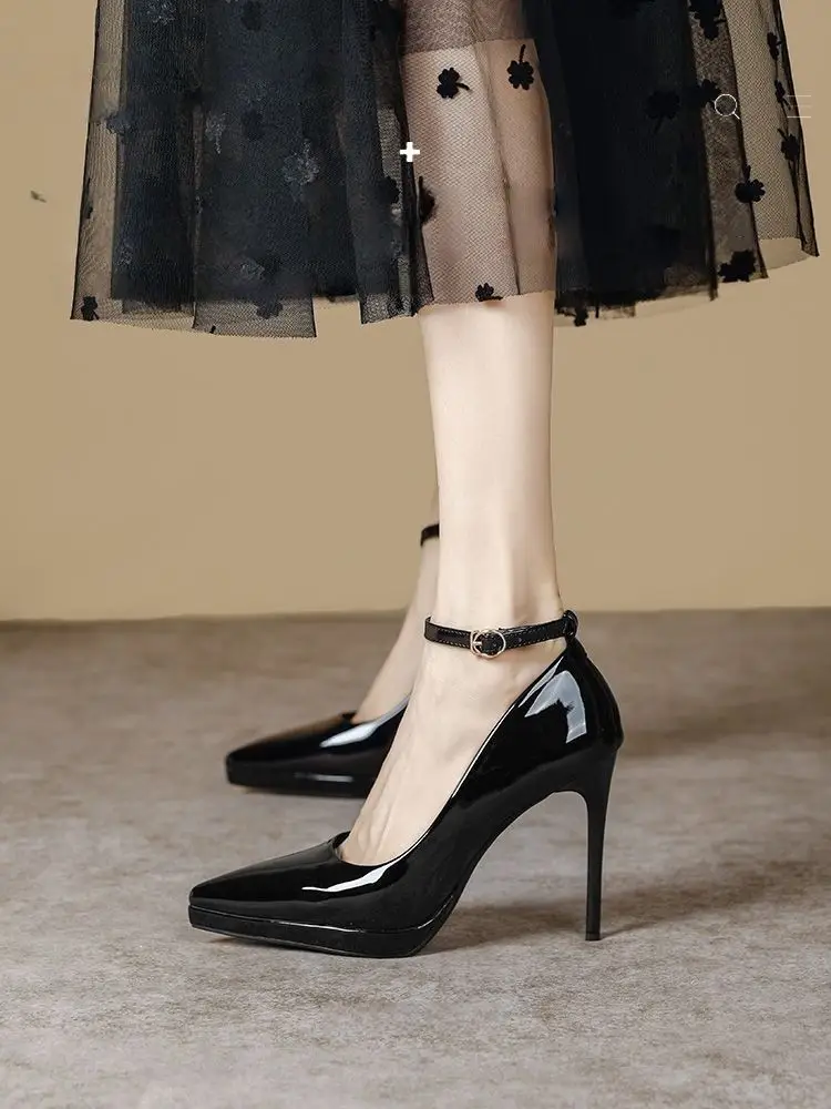 Waterproof Pointed-Toe Ultra-High Heel Single-Strap Shoes 2026 Summer New Nude Color Fashionable Sexy Platform High Heels — feature 2