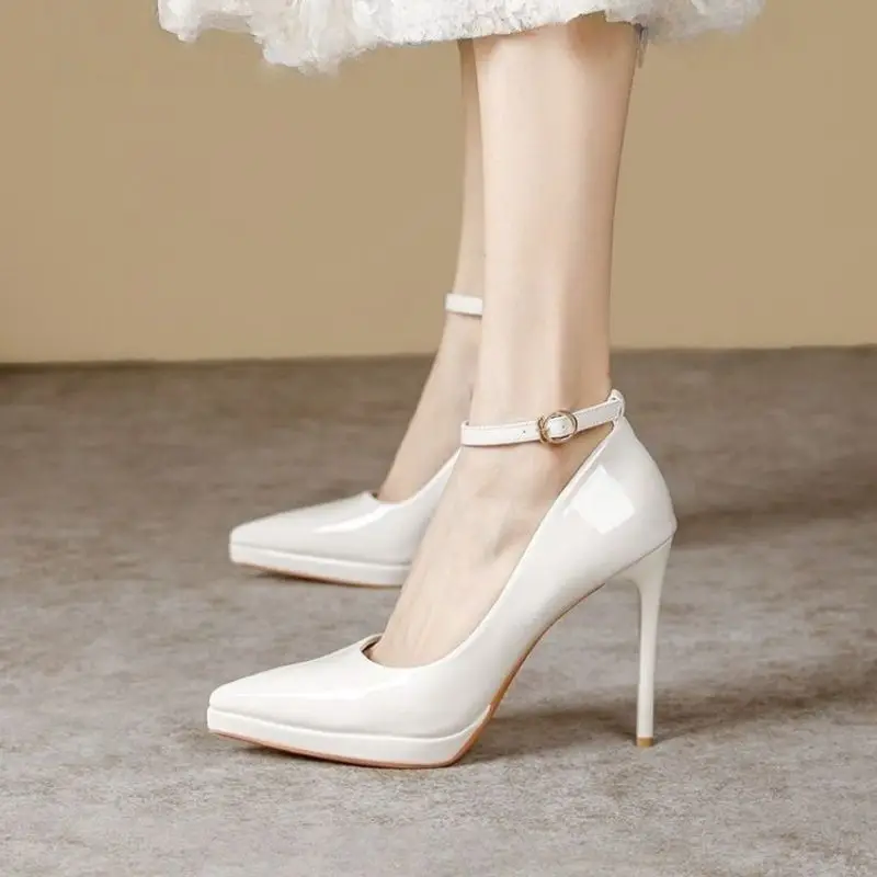 Waterproof Pointed-Toe Ultra-High Heel Single-Strap Shoes 2026 Summer New Nude Color Fashionable Sexy Platform High Heels - Image 6