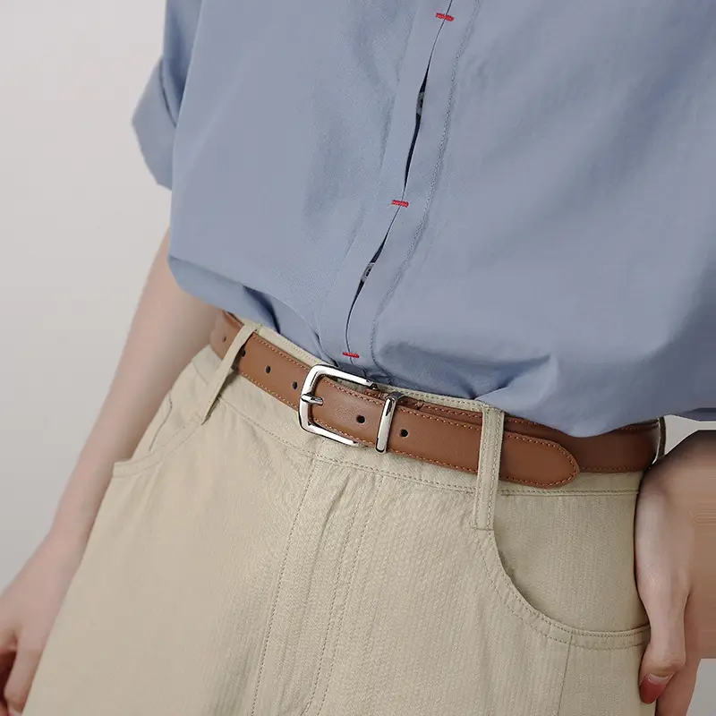 Women Genuine Leather Belt with Silver Buckle — feature 12