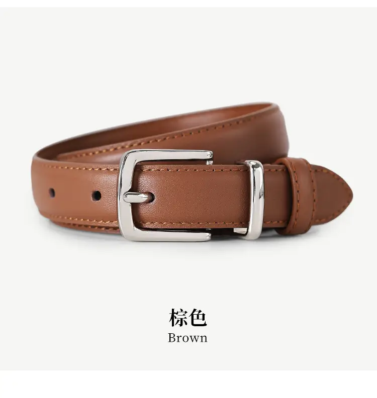 Women Genuine Leather Belt with Silver Buckle — feature 23