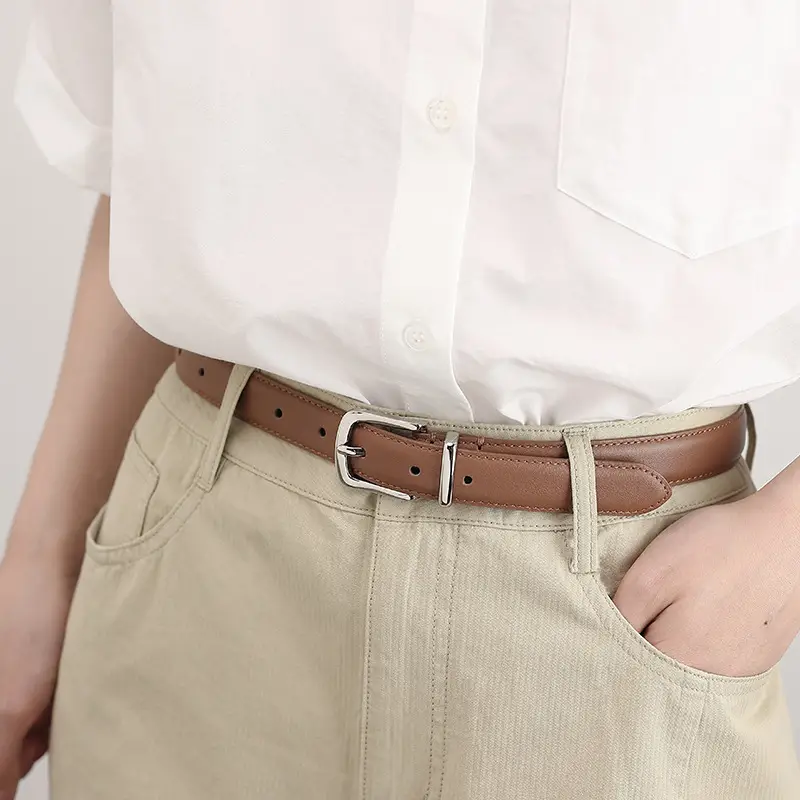 Women Genuine Leather Belt with Silver Buckle — feature 8