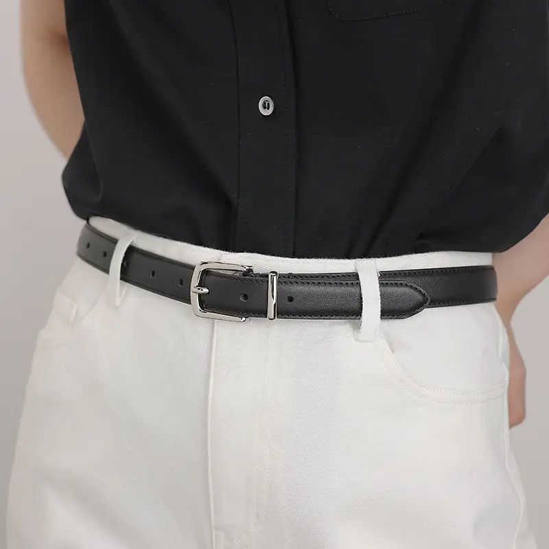 Women Genuine Leather Belt with Silver Buckle — feature 9