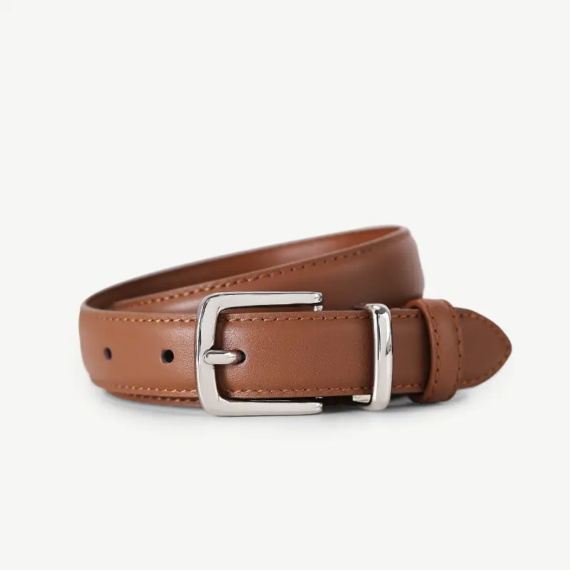 Women Genuine Leather Belt with Silver Buckle - Image 3