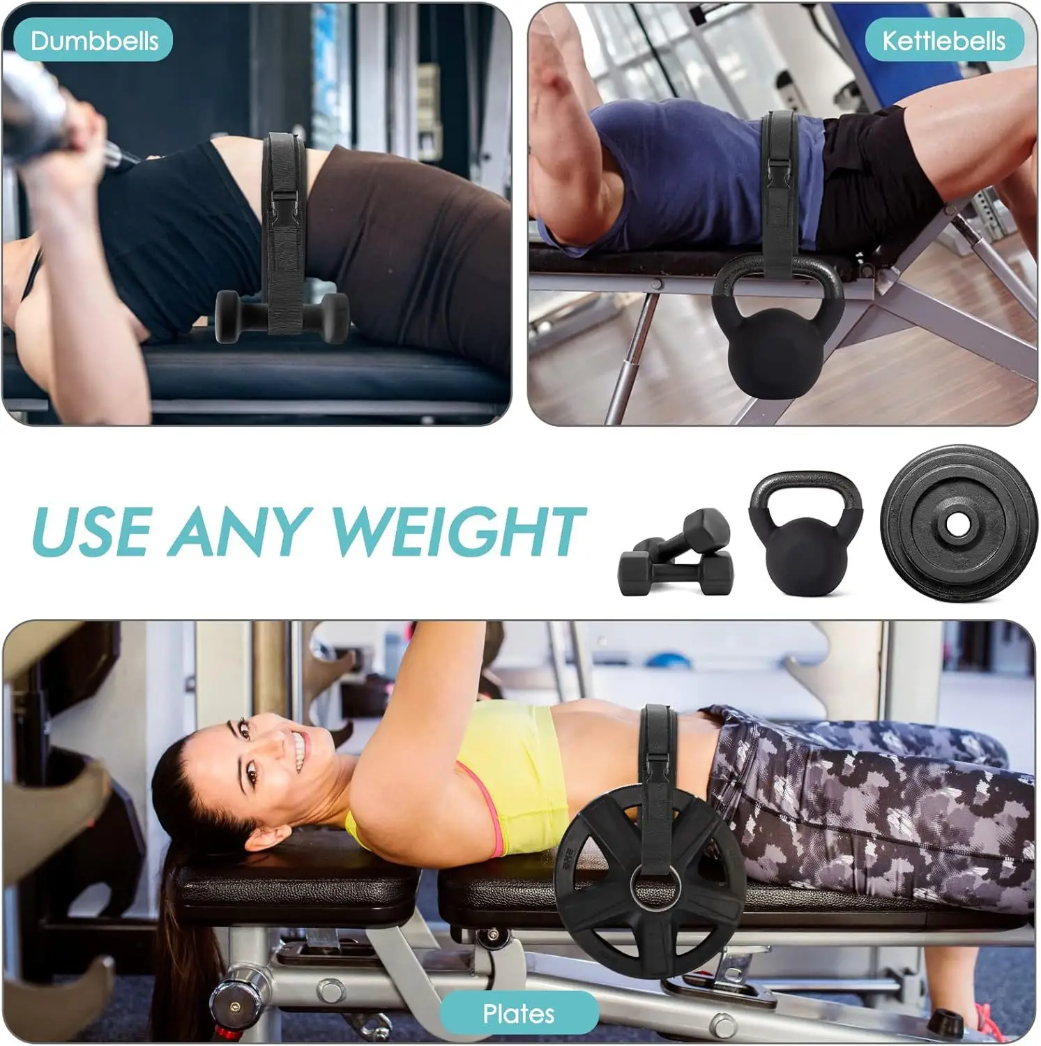 Hip Thrust Belt with Dumbbell & Squat Support for Men Women — feature 12
