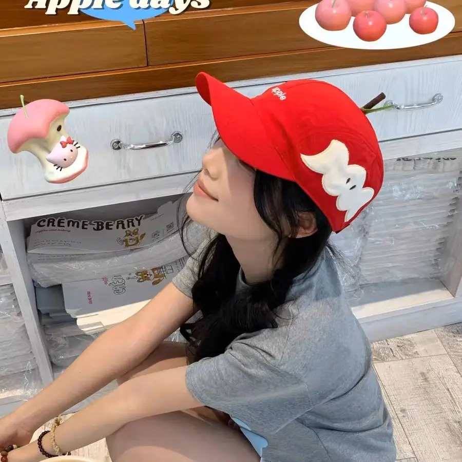 Cute Green Apple Cap for Women Summer Wear - Image 6