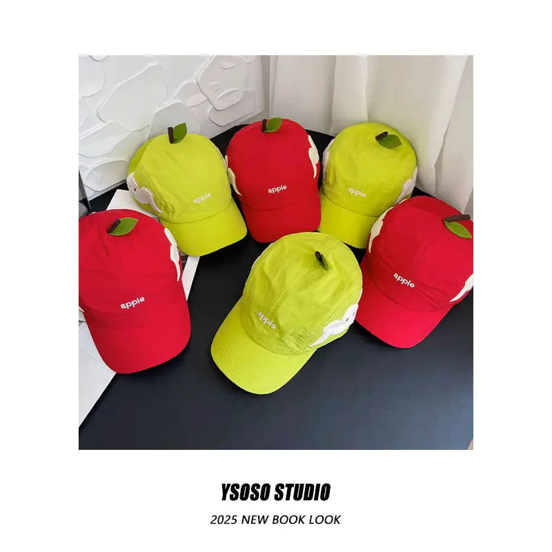 Cute Green Apple Cap for Women Summer Wear — feature 4