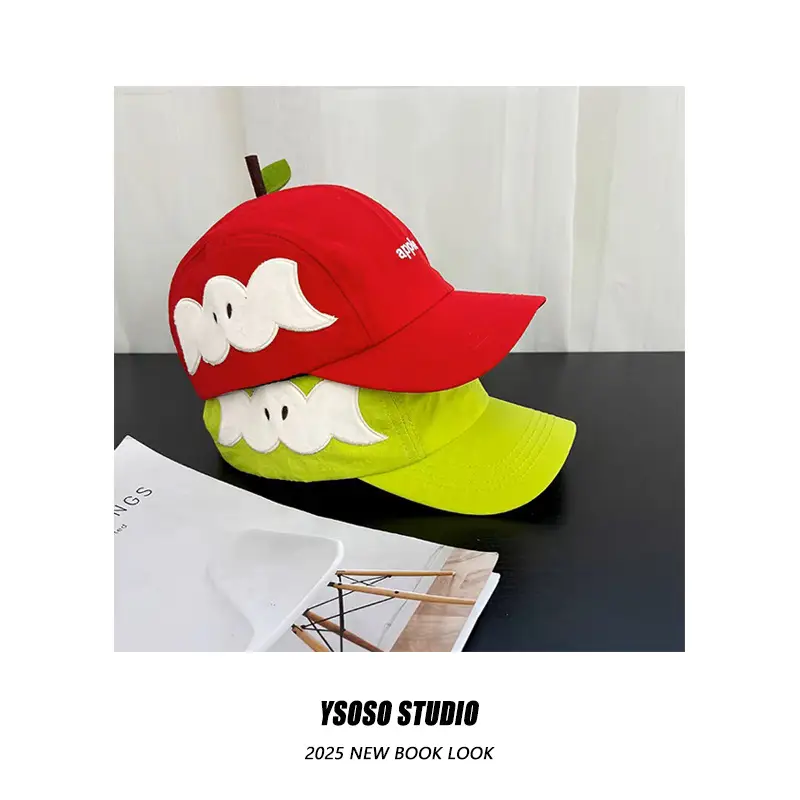 Cute Green Apple Cap for Women Summer Wear — feature 5