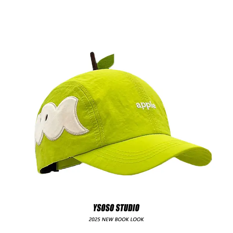 Cute Green Apple Cap for Women Summer Wear - Image 2