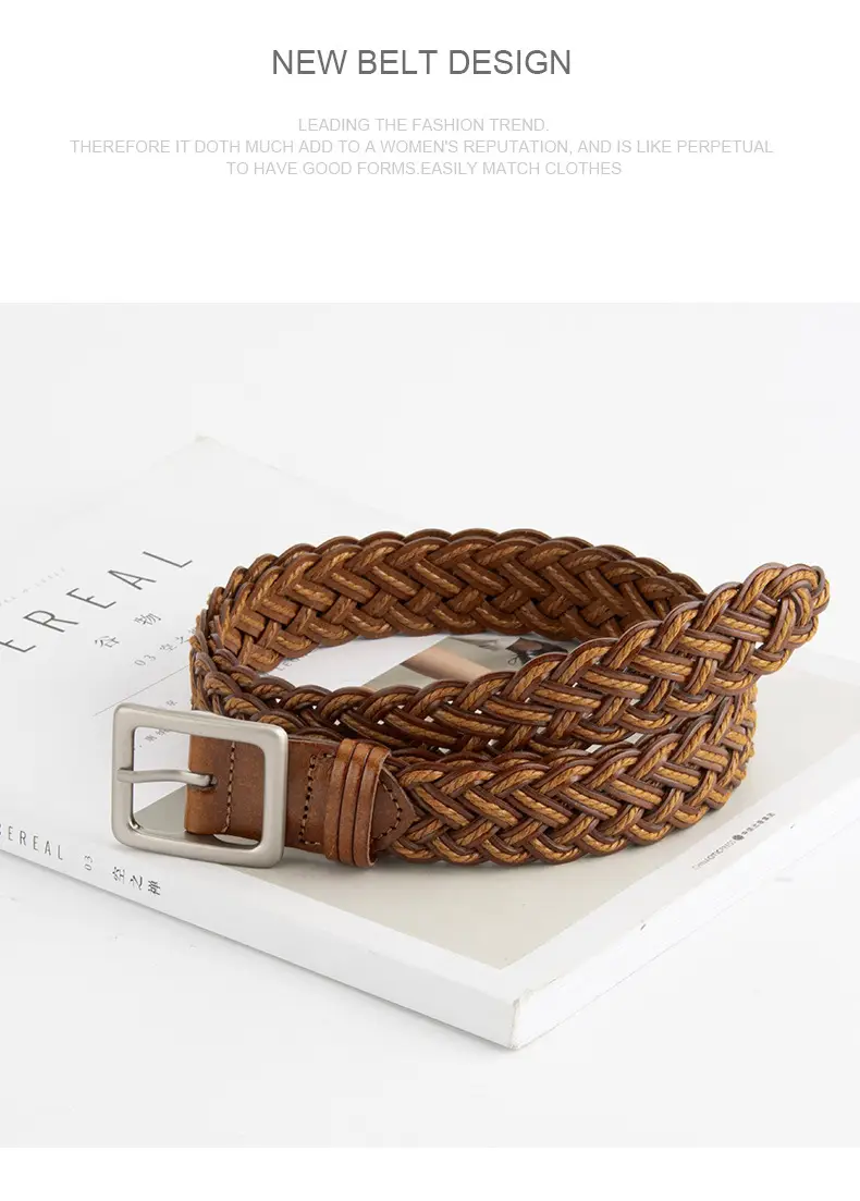 Hand-Woven Punch-Free Retro Women's Belt with Casual Pants — feature 10