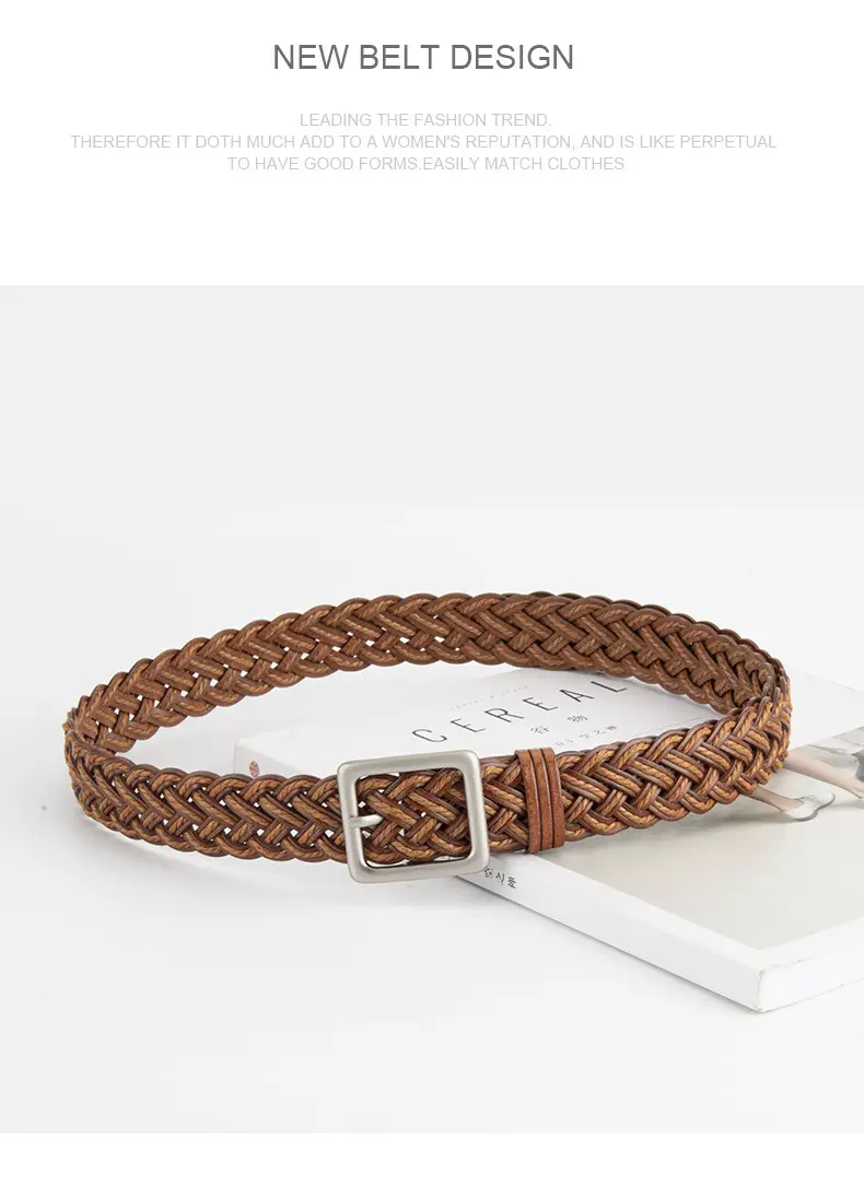 Hand-Woven Punch-Free Retro Women's Belt with Casual Pants — feature 11