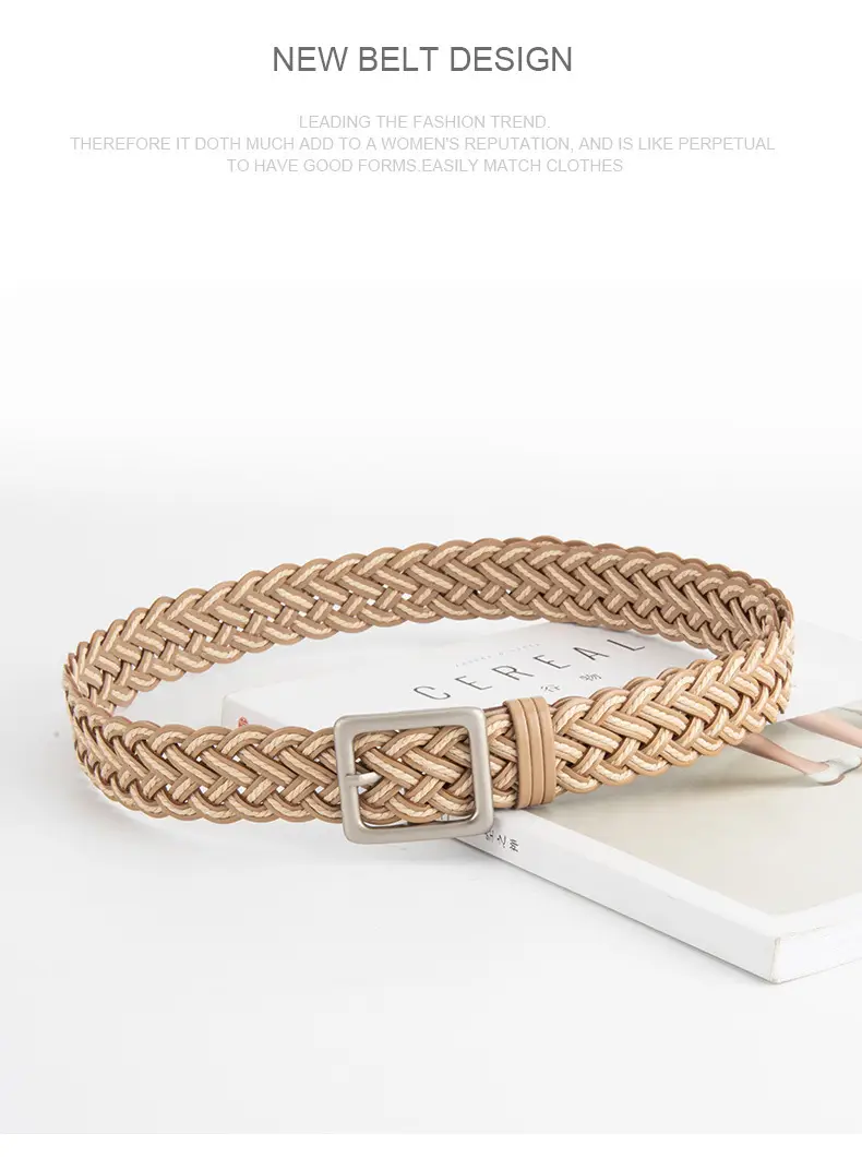 Hand-Woven Punch-Free Retro Women's Belt with Casual Pants — feature 14