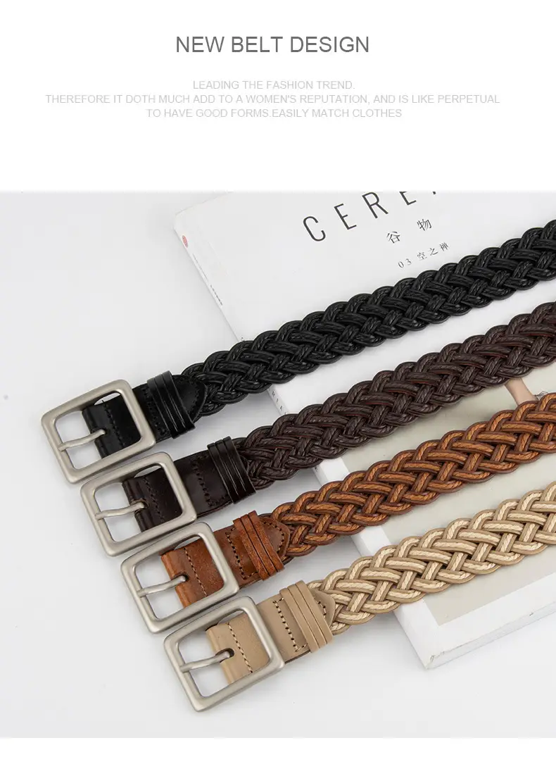 Hand-Woven Punch-Free Retro Women's Belt with Casual Pants — feature 15