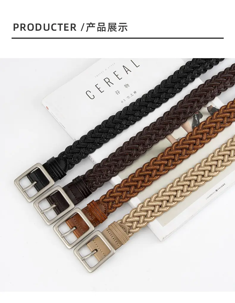 Hand-Woven Punch-Free Retro Women's Belt with Casual Pants — feature 9