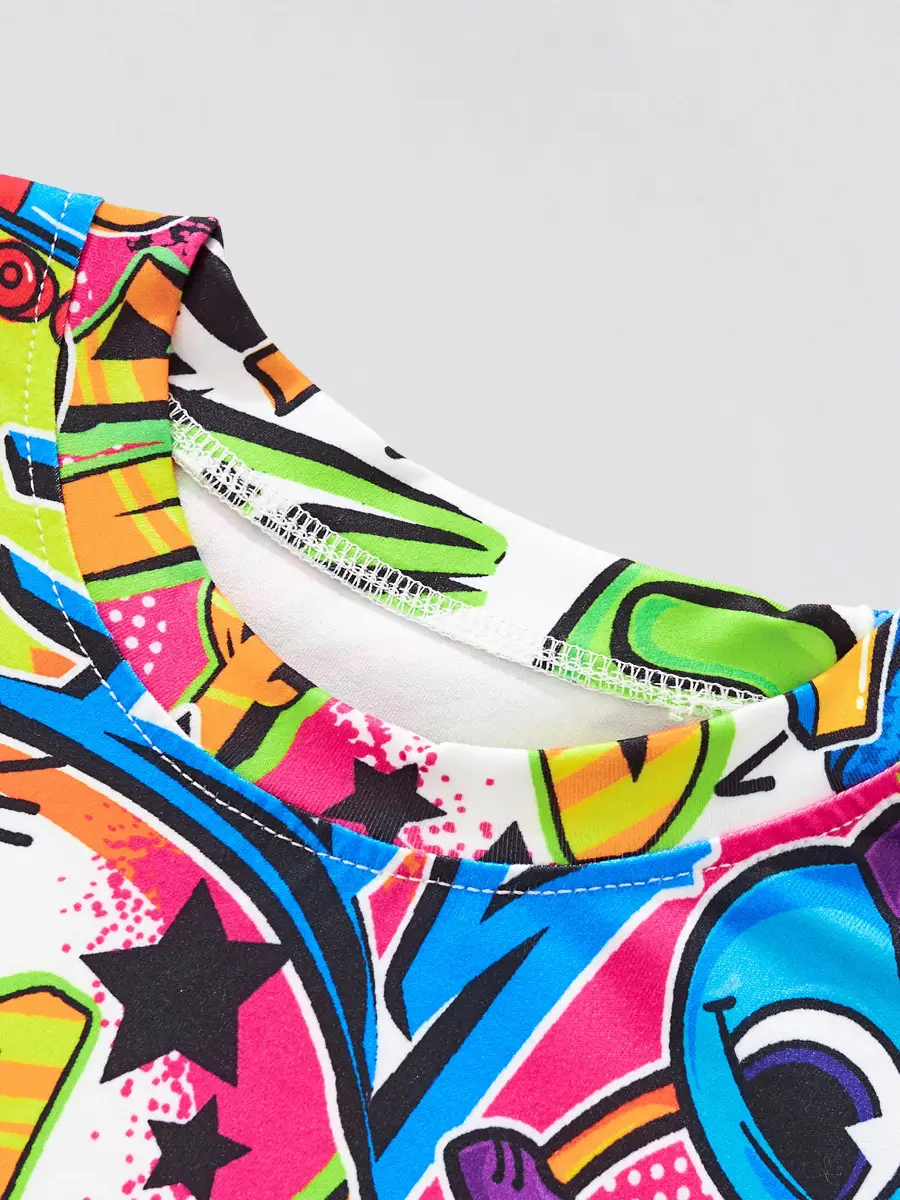 2025 Summer Cartoon T-Shirt Boys Abstract Print - Image 4