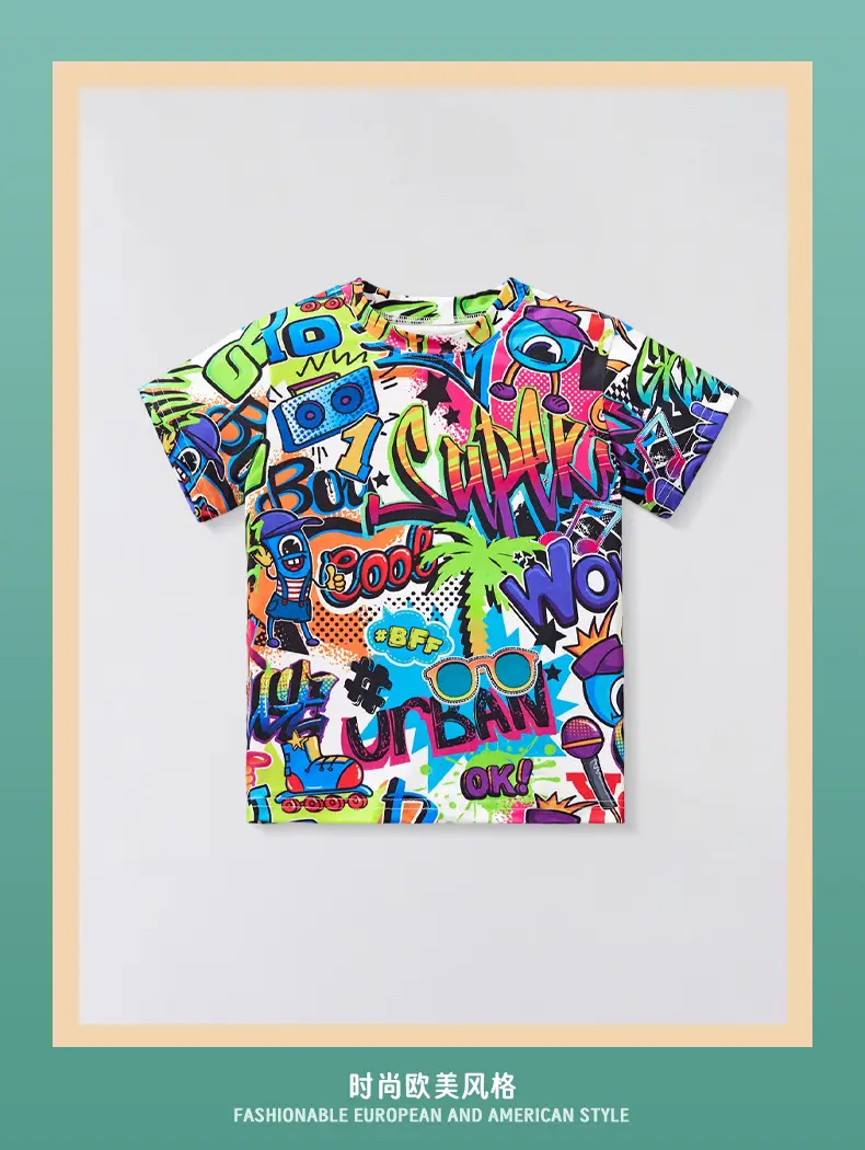 2025 Summer Cartoon T-Shirt Boys Abstract Print — feature 2