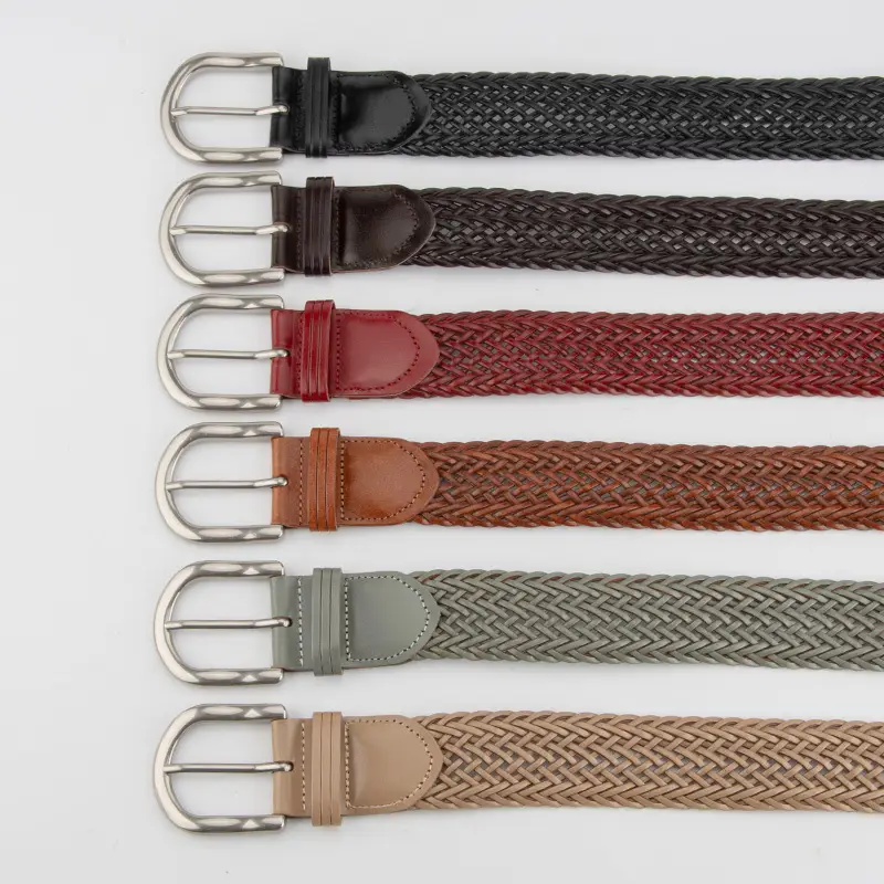 Brown Handwoven Women's Wide Belt with Silver Buckle - Image 8