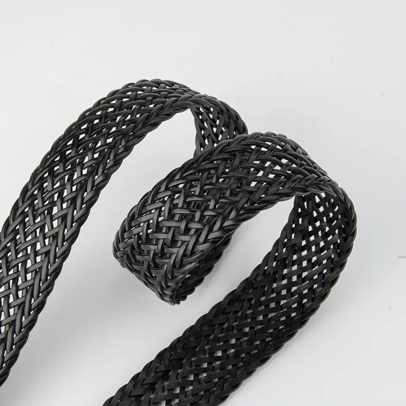 Brown Handwoven Women's Wide Belt with Silver Buckle - Image 10