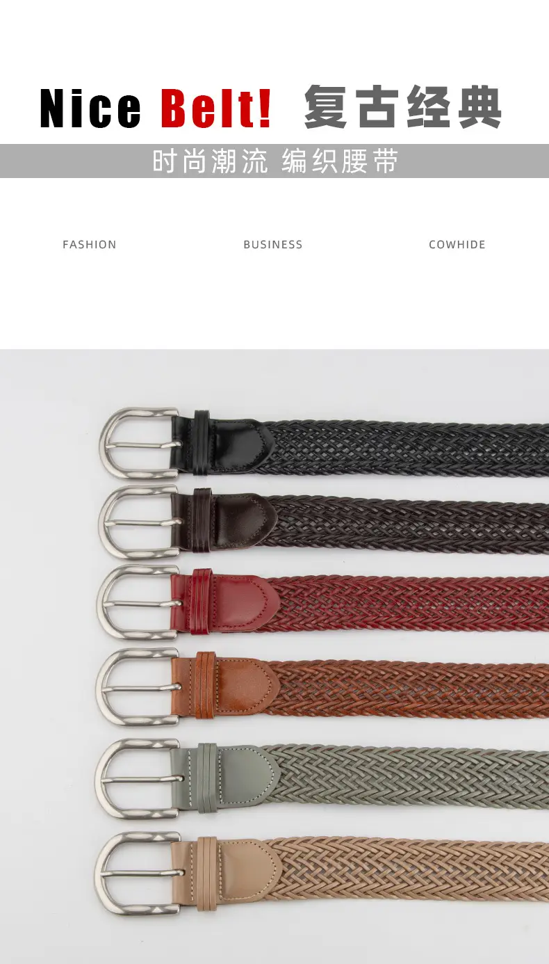 Brown Handwoven Women's Wide Belt with Silver Buckle — feature 3