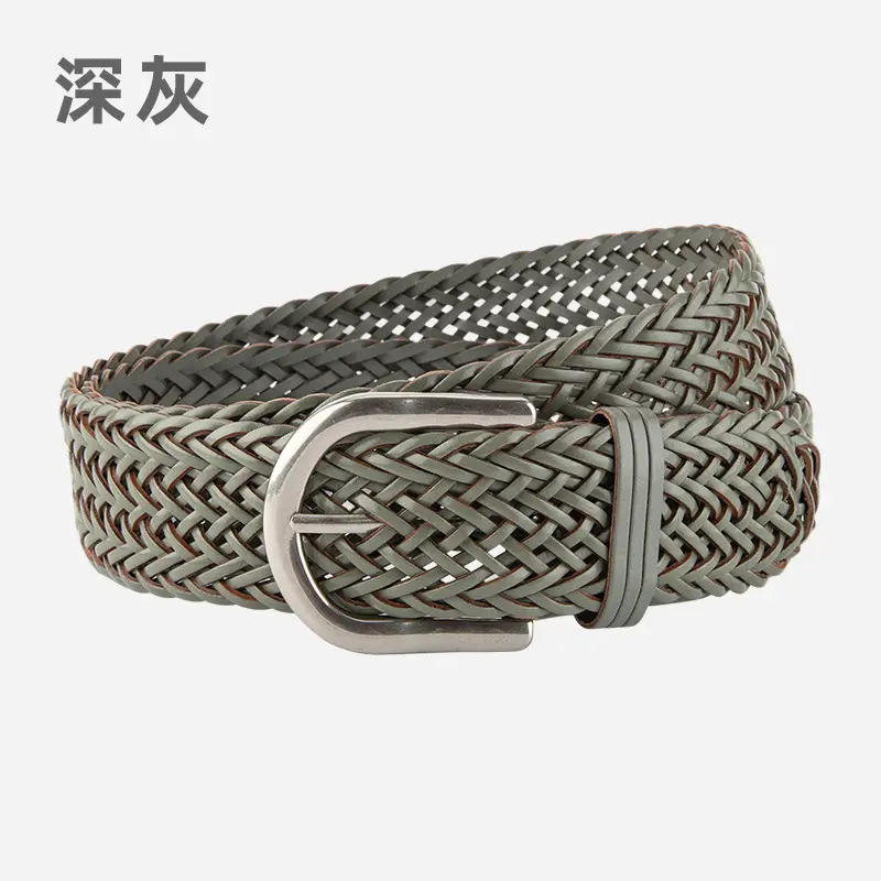 Brown Handwoven Women's Wide Belt with Silver Buckle - Image 4